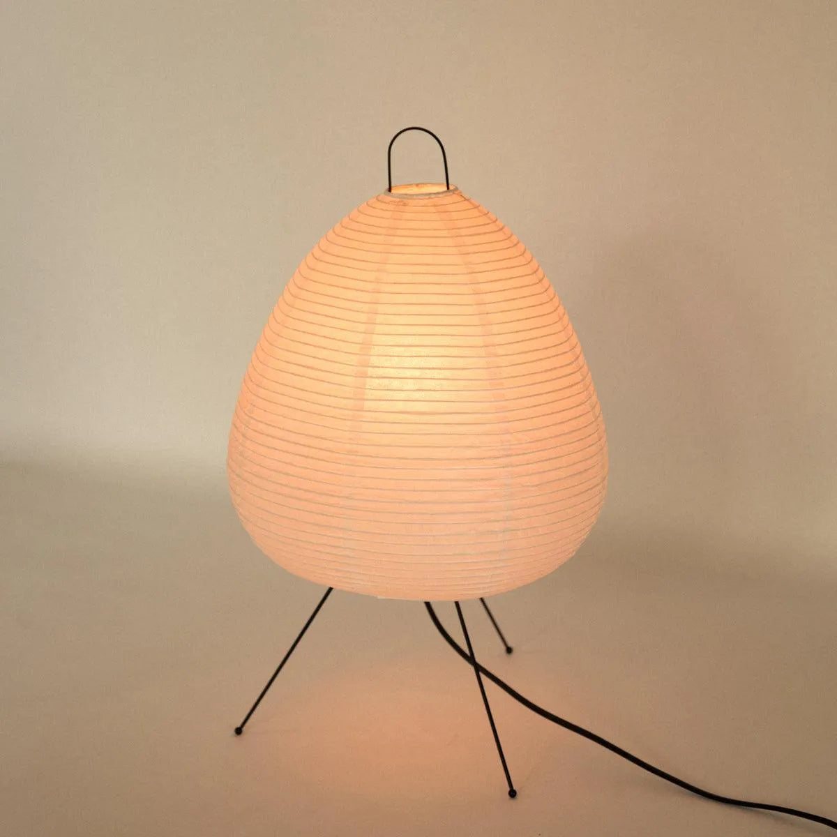 Table Lamp Rice Paper Japanese Minimalist 28cm Metal Frame Ambient Lighting White | Sansoti