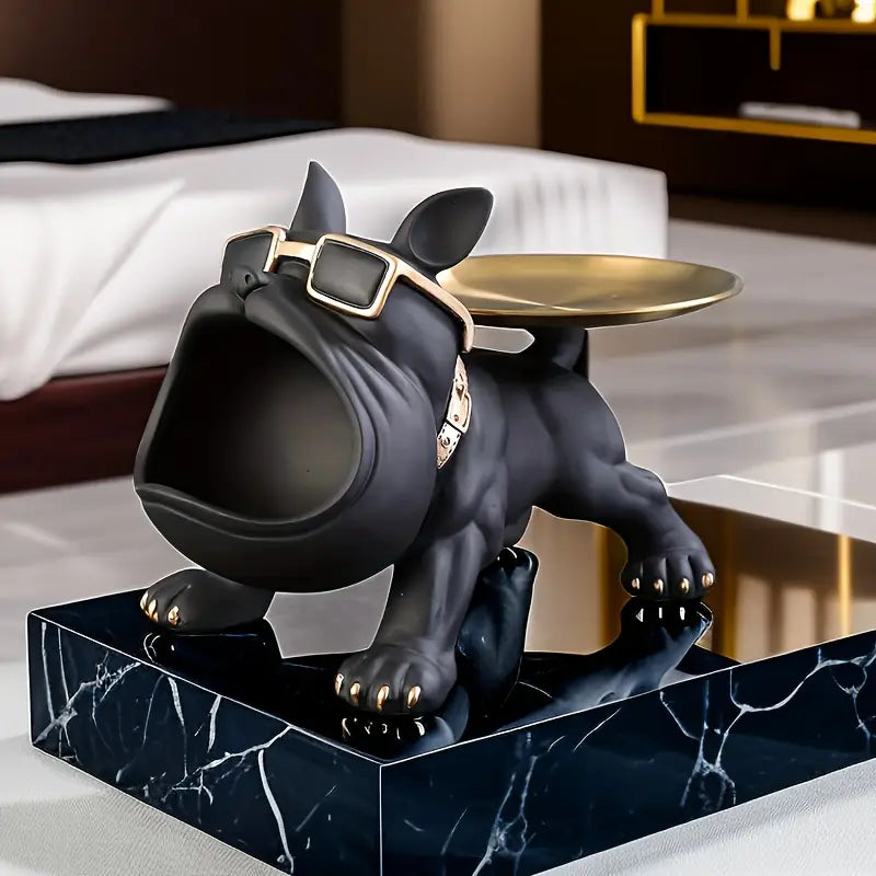 Decoratief Buldogbeeld met Opbergruimte – Hars Organizer Bureau Woonkamer Sculptuur Hond Decoratie Accessoire | Sansoti