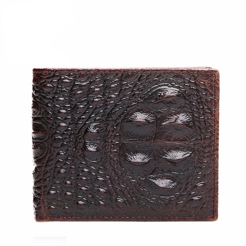 Leren Portemonnee met Krokodillenstructuur Heren Dames Zwart Compact Luxe Design RFID Bescherming Pasjeshouder | Sansoti