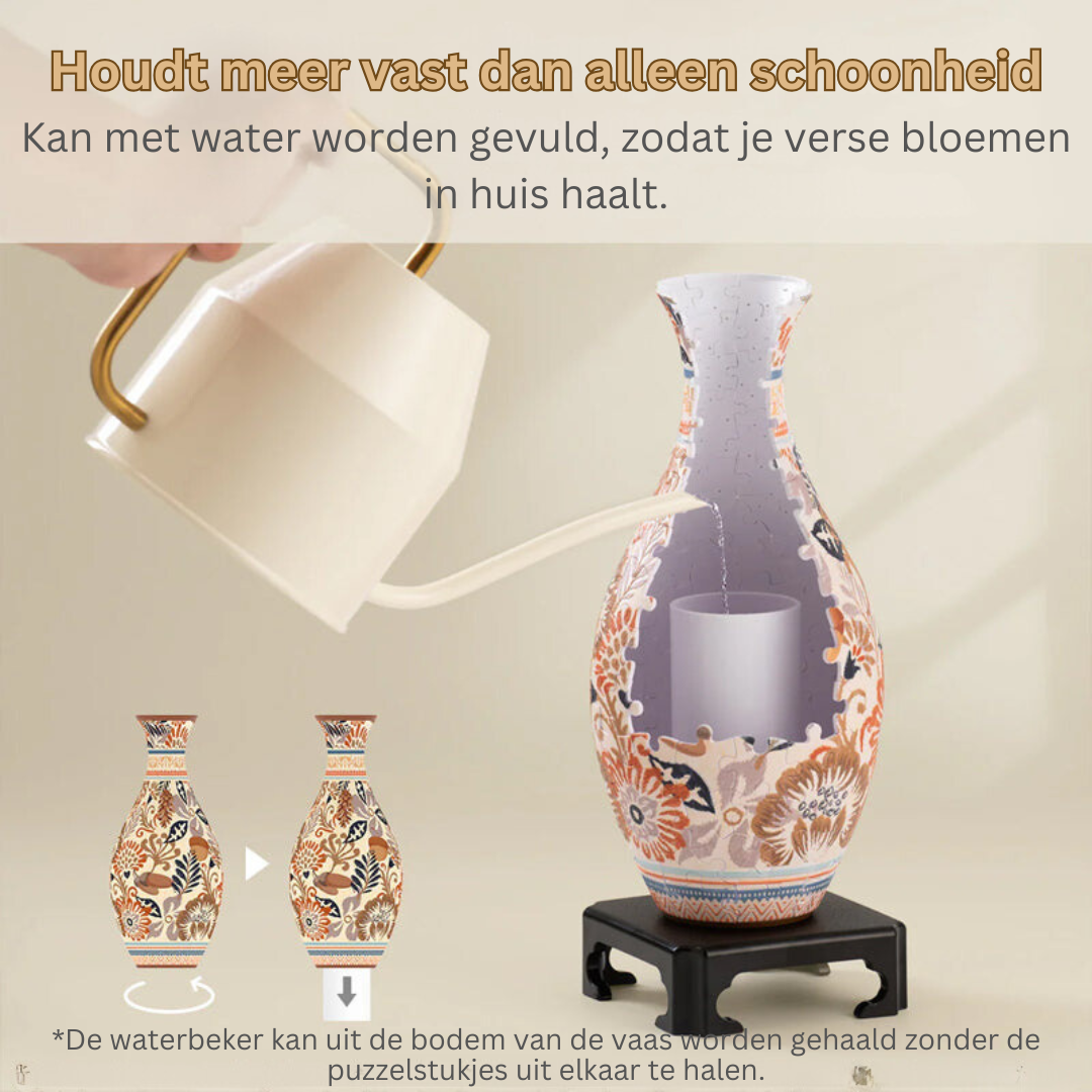 3D-Puzzlevase zum Selbstbauen – Kreatives Dekorationsstück mit 160 Puzzleteilen – Einzigartige Vase für Blumen – DIY-Interieurobjekt – Inklusive Wasserbecher und Ständer | Sansoti
