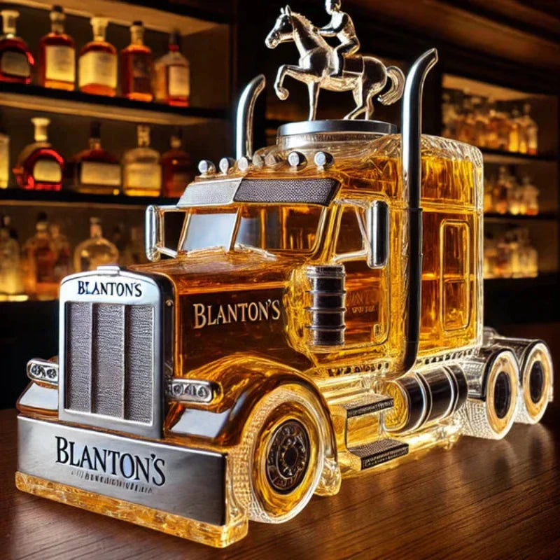 Glaskaraffe für Whisky im Lkw-Design, 1000 ml, dekorativ und zum Servieren, Barzubehör für zu Hause, Geschenk | Sansoti