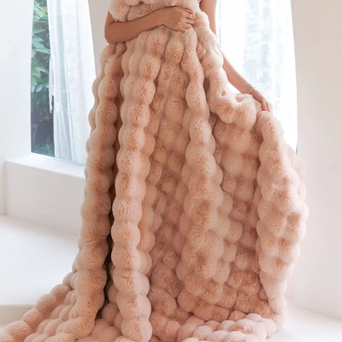 Soft Plush Throw Blanket 160x200 Beige Brown Gray Decorative Cover for Bed Sofa Living Room Bedroom | Sansoti