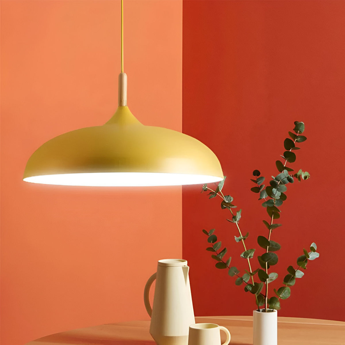 Lámpara colgante de madera y hierro, estilo escandinavo Japandi, redonda, E27, Ø35 Ø60, comedor, cocina | Sansoti