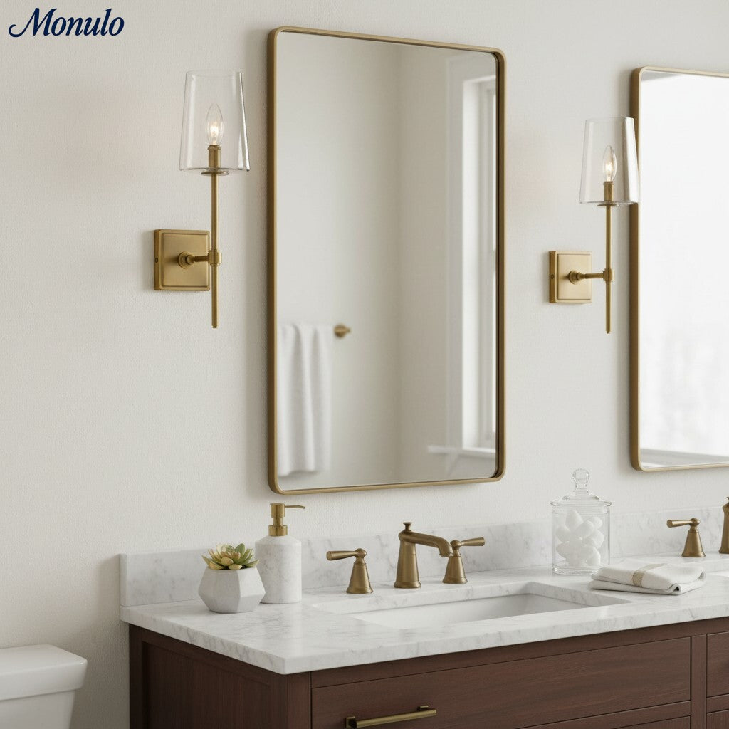 Applique murale en verre transparent – configuration simple à triple – éclairage élégant pour salle de bain | Sansoti