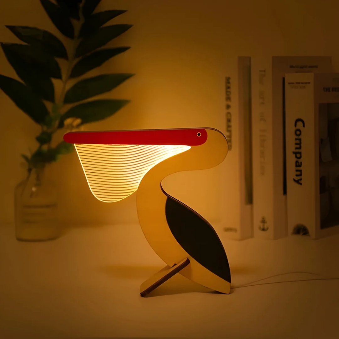 Holz-Tier-Tischlampe mit LED | Skandinavische Nachtlampe für Schlafzimmer & Kinderzimmer