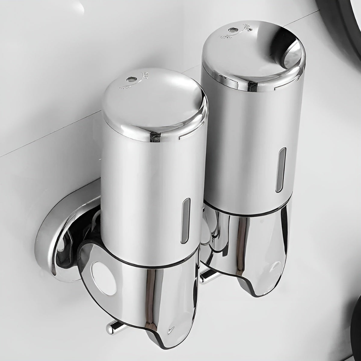 Dispensador de jabón de pared, 500ml, montaje en pared, acero inoxidable, cromado, para baño y cocina, sencillo, doble o triple, jabón líquido | Sansoti
