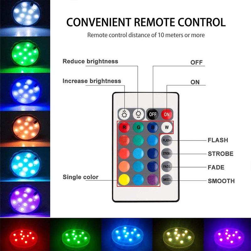 Floating LED Underwater Lights 16 Colors with Remote Control for Pool and Pond Decorative Ambient Lighting | Sansoti