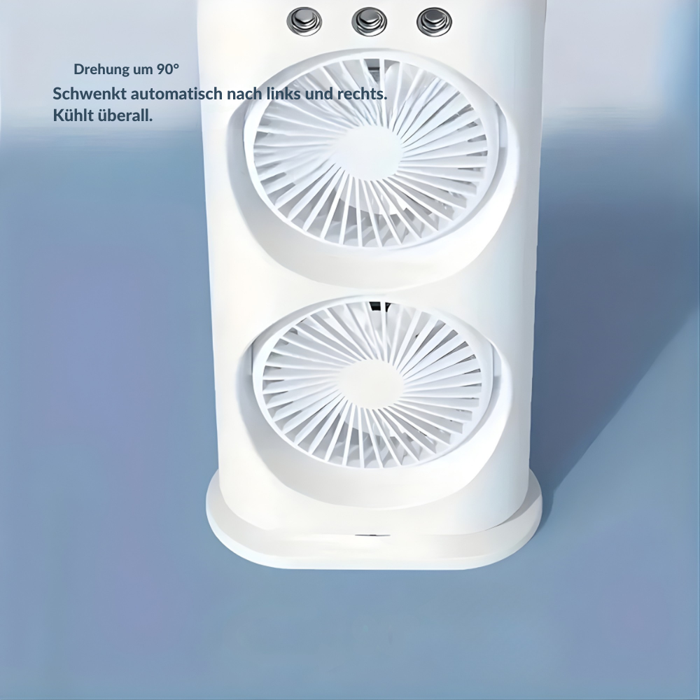 Draagbare USB Ventilator met Dubbele Kop en Vernevelingsfunctie voor Thuis en Kantoor | Sansoti