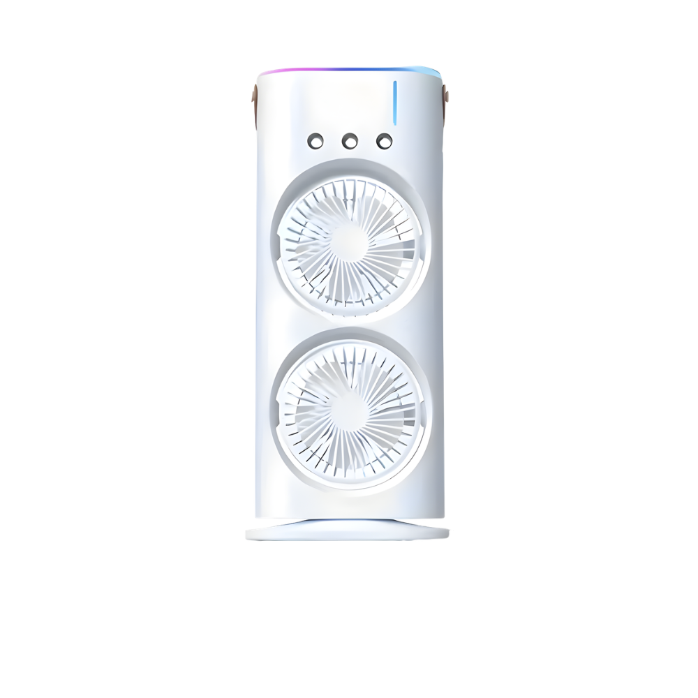 Draagbare USB Ventilator met Dubbele Kop en Vernevelingsfunctie voor Thuis en Kantoor | Sansoti