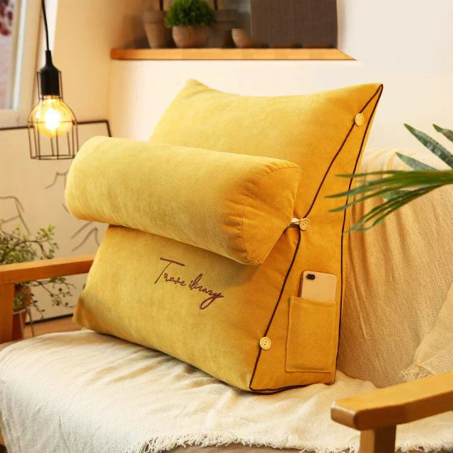 Ergonomic Wedge Cushion for Back Support and Neck Relaxation with Handy Side Pocket, Ideal for Reading on the Sofa or in Bed | Sansoti
