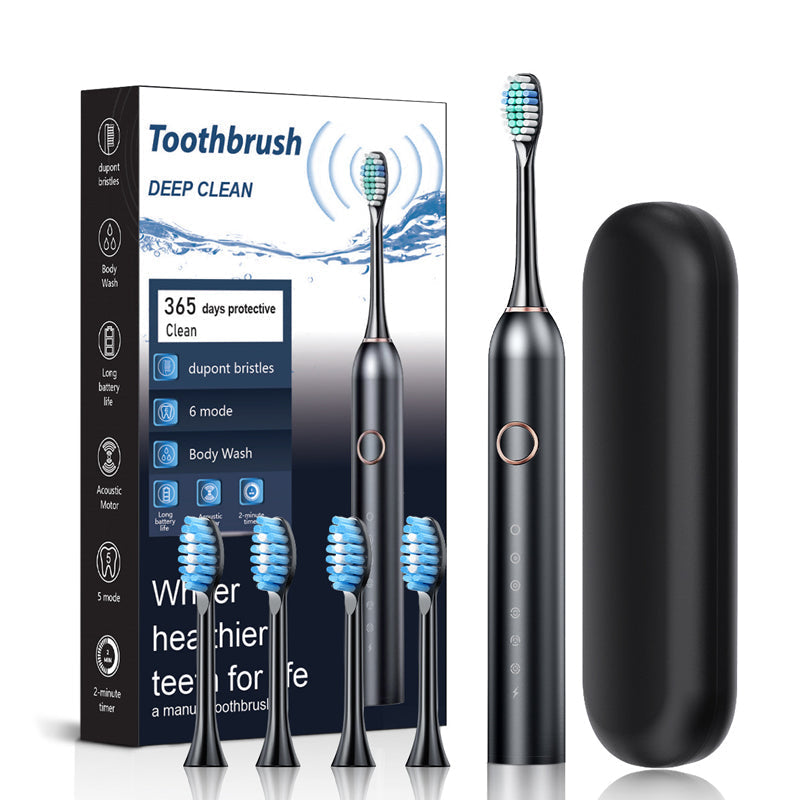 Electric Toothbrush 40,000 Vibrations 6 Brushing Modes IPX7 Water-Resistant Timer Rechargeable White Black Pink | Sansoti