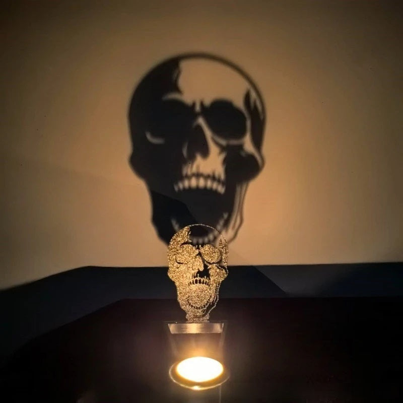 Metal Candle Holder Halloween Skull Design Black 15x8cm Ambient Light Decorative Ornament Gothic Table Decoration | Sansoti
