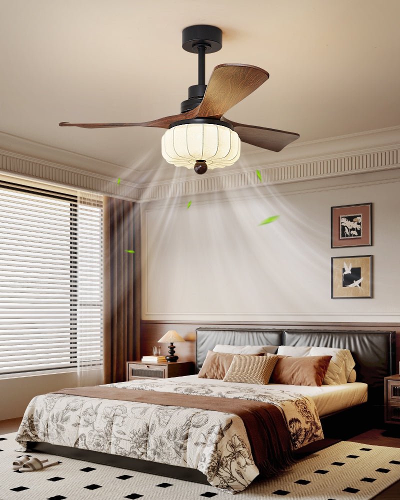 Plafondventilator met Verlichting Vintage Stijl 92-132cm Metaal 6 Snelheden Afstandsbediening Slaapkamer | Sansoti