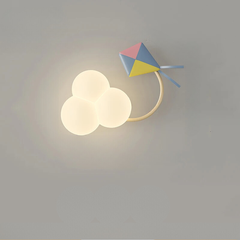 LED Wall Light for Children's Room with Airplane Cloud Rainbow Star Motif Three Light Temperatures Dimmable Ambient Light | Sansoti