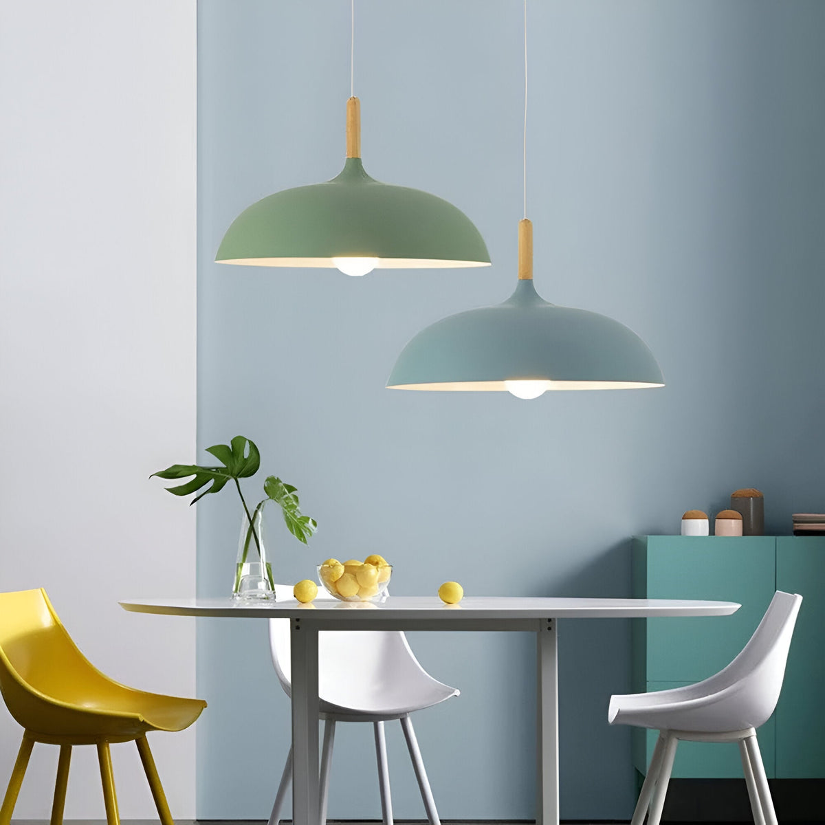 Lámpara colgante de madera y hierro, estilo escandinavo Japandi, redonda, E27, Ø35 Ø60, comedor, cocina | Sansoti