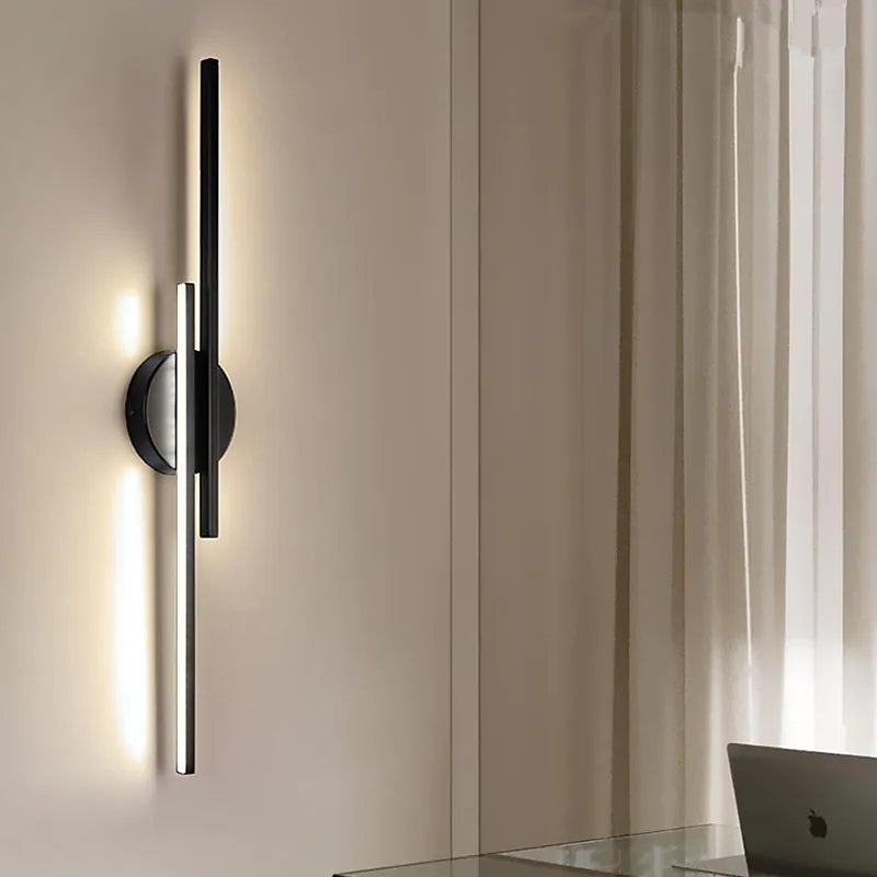 LED-Wandleuchte Doppellinie 55cm Metall Schwarz Weiß Schlafzimmer Wohnzimmer Modernes geometrisches Design Beleuchtung | Sansoti