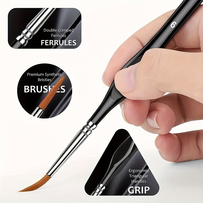 Precision Detail Brush Set Synthetic Hair Wood 19.5 cm Painting Miniature Model Building Fine Brush Acrylic Oil Watercolor | Sansoti