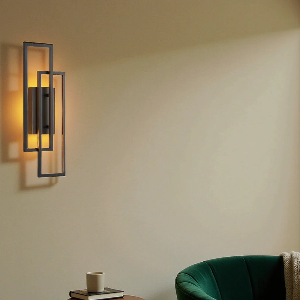 Wall Lamp LED Rectangular Geometric Aluminum Black Warm White 3000K Hall Bedroom Modern | Sansoti
