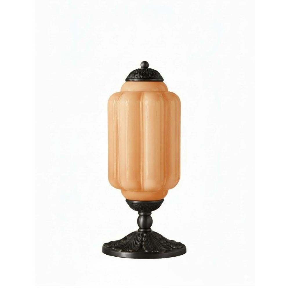 Lampe de table en verre avec design festonné style vintage chambre salon éclairage d’accent noir laiton verre mat | Sansoti