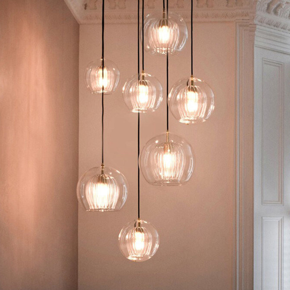 Glazen Globe Hanglamp Helder & Amber Bol Verlichting Eetkamer Slaapkamer | Sansoti