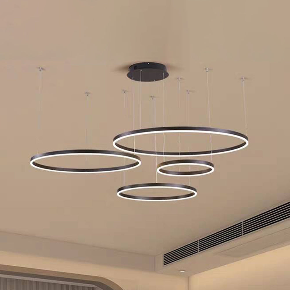 Hängelampe Ring LED rund, Metall, schwarz gold kaffeefarben, dimmbar, Wohnzimmer Schlafzimmer Esszimmer | Sansoti