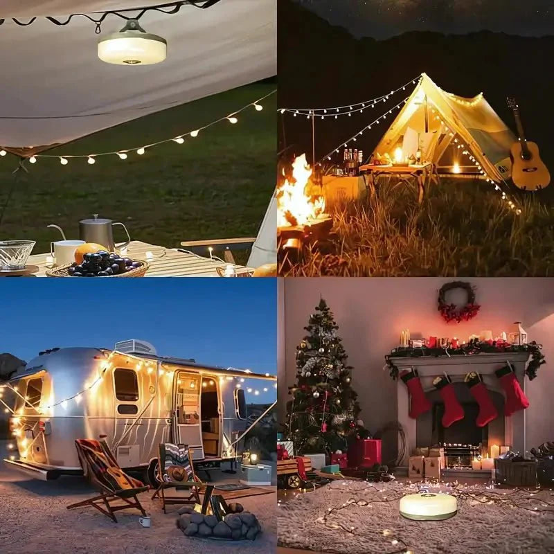 Campinglampe mit aufrollbarem Lichterkabel | 4-in-1 Zeltlampe & Stimmungslicht fürs Camping