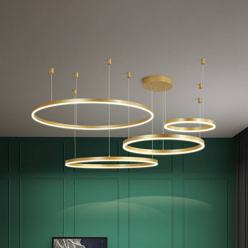 Hängelampe Ring LED rund, Metall, schwarz gold kaffeefarben, dimmbar, Wohnzimmer Schlafzimmer Esszimmer | Sansoti