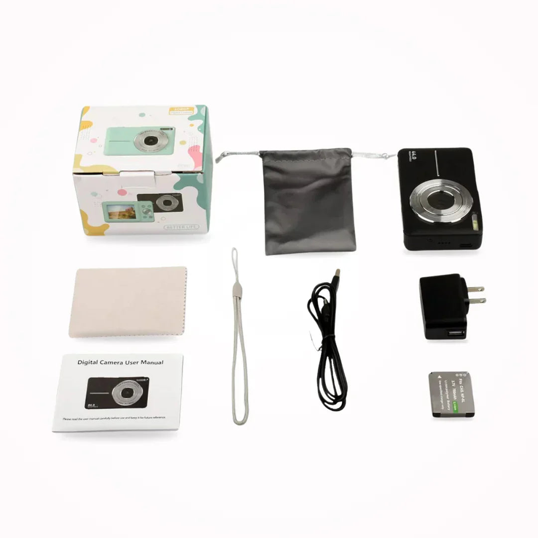 Compact Digital Camera, Vintage Style, 1080p Video, 32GB SD Card Included, Travel Photography, Vlogging, Vacation | Sansoti
