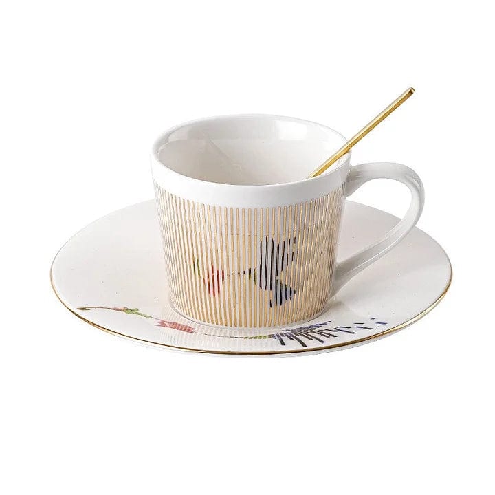 Coffee Cup with Mirror Reflection Saucer Ceramic Design Set | Sansoti