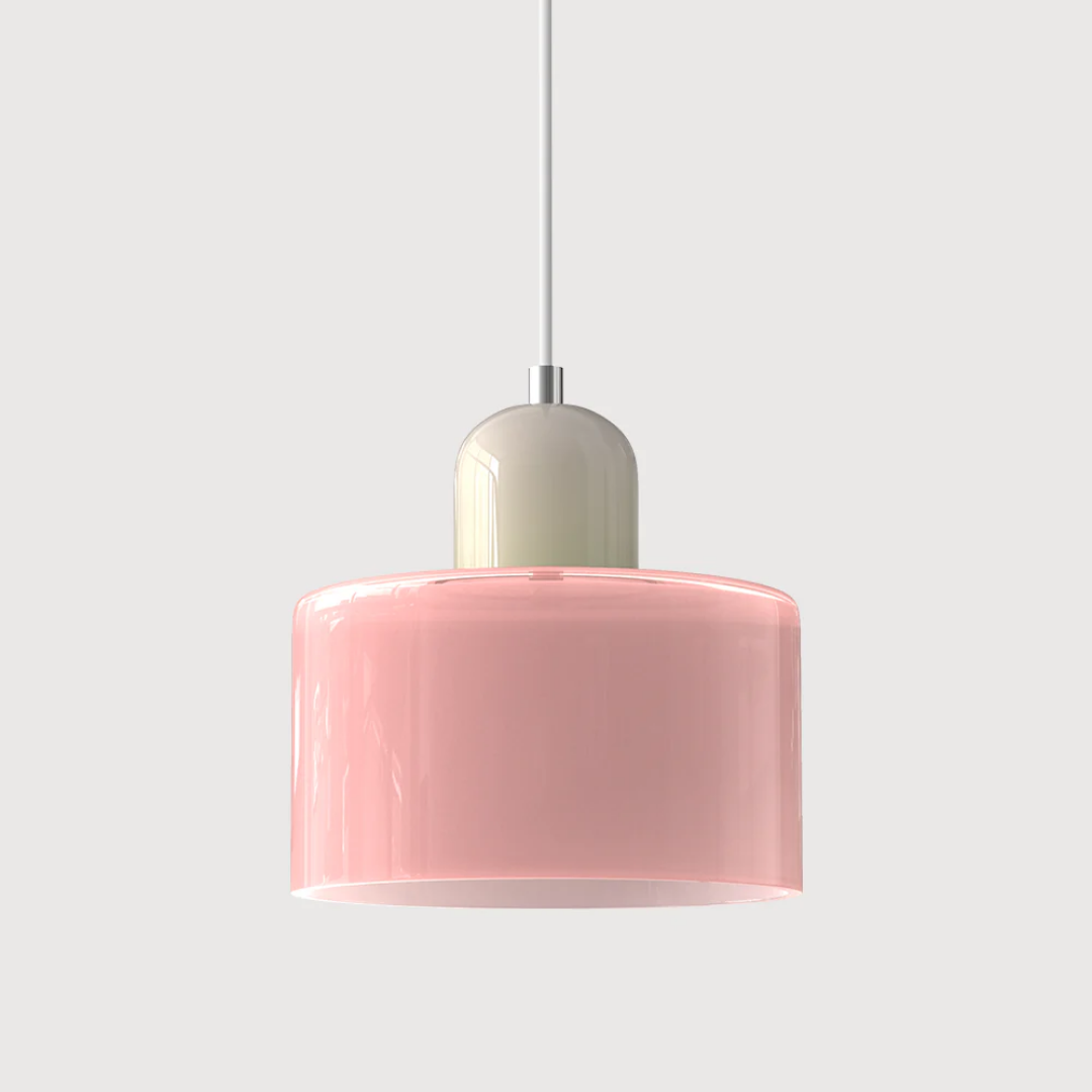 Suspension vintage en verre coloré et métal réglable, éclairage d’ambiance pour coin repas, plafonnier au design rétro | Sansoti