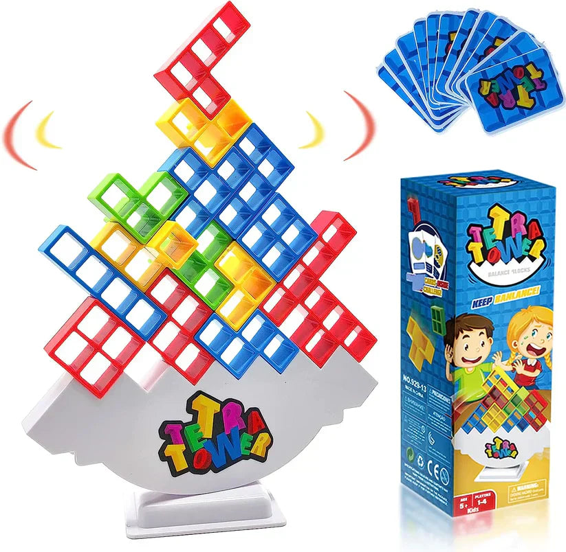 Set de Blocs d'Équilibre en Bois Empilables Tour Tetris Jeu d'Équilibre Jouet Éducatif Motricité Fine Enfants Familles Maison | Sansoti