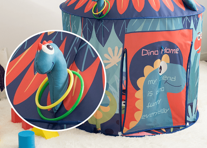 Kinderspielzelt Tipi Dinosaurier Marineblau Polyester 120 cm Zusammenklappbares Spielhaus für drinnen und draußen, Kinderzimmer | Sansoti