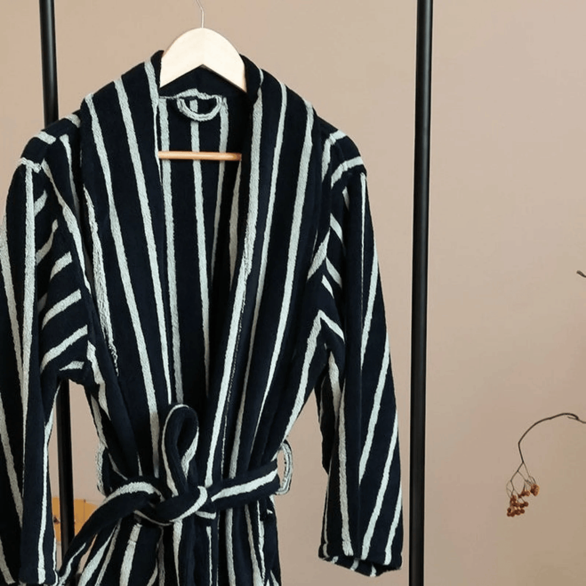 Organic Cotton Bathrobe Striped Women Men Dressing Gown Luxury Soft Loungewear House Robes Bathroom | Sansoti
