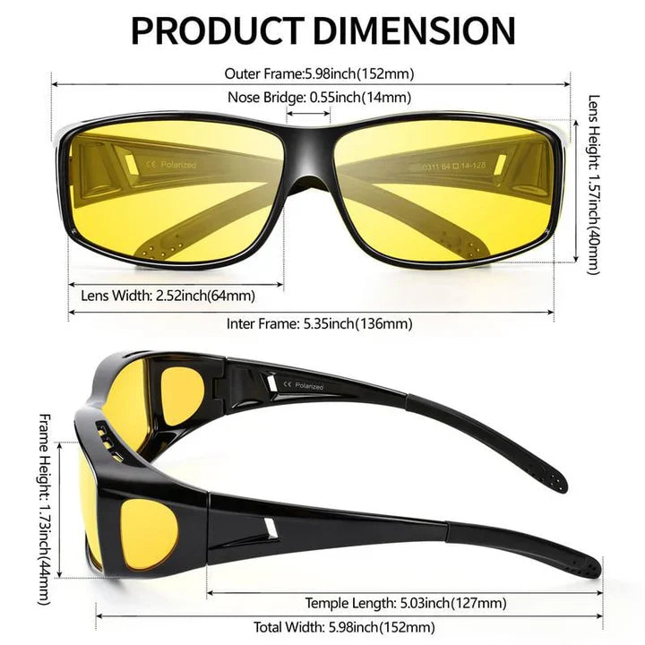 Clip-on Glasses for Night Driving with Yellow Polarized Lenses Anti-glare | Sansoti
