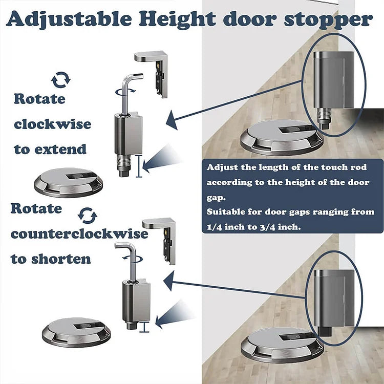 Deurstopper Vloer Push Lock Zinklegering Mechanisch RVS Design | Sansoti