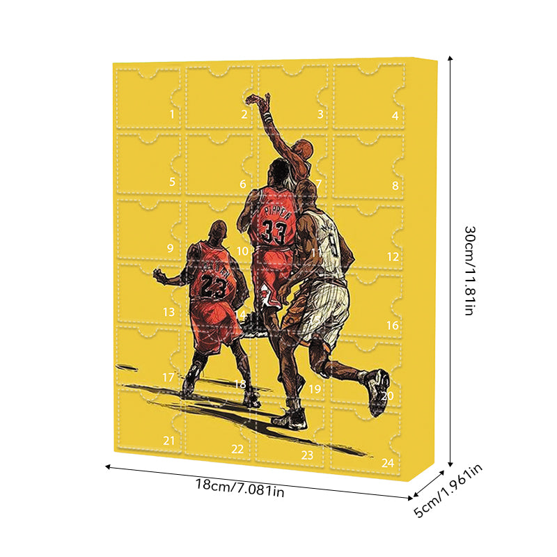 Kalendarz adwentowy NBA Basketball, 24 okienka, odliczanie do grudnia, figurki kolekcjonerskie, ozdoby, pamiątki dla fanów | Sansoti