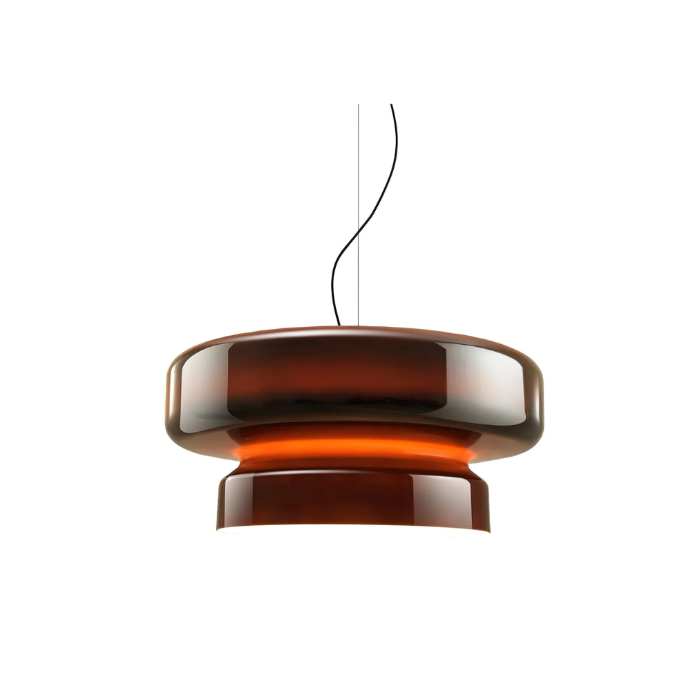 Lampa wisząca ze szkła i metalu LED, retro, brązowa, nad stół jadalny, do salonu, regulowany przewód, designerskie oświetlenie, nowoczesne wnętrze | Sansoti