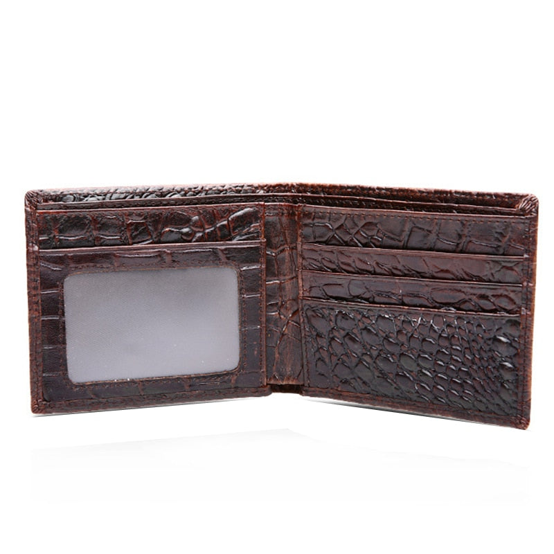 Crocodile-Textured Leather Wallet Men Women Black Compact Luxury Design RFID Protection Card Holder | Sansoti