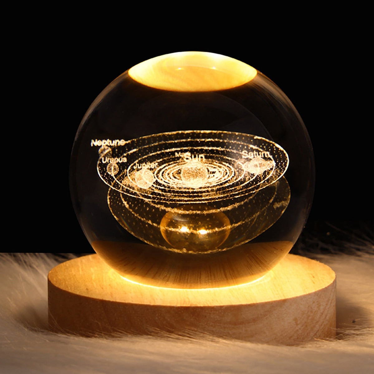 Planet Night Light Crystal Ball with Ambient Warm White Light and Decorative Stand for Bedroom Living Room Calm and Relaxation | Sansoti