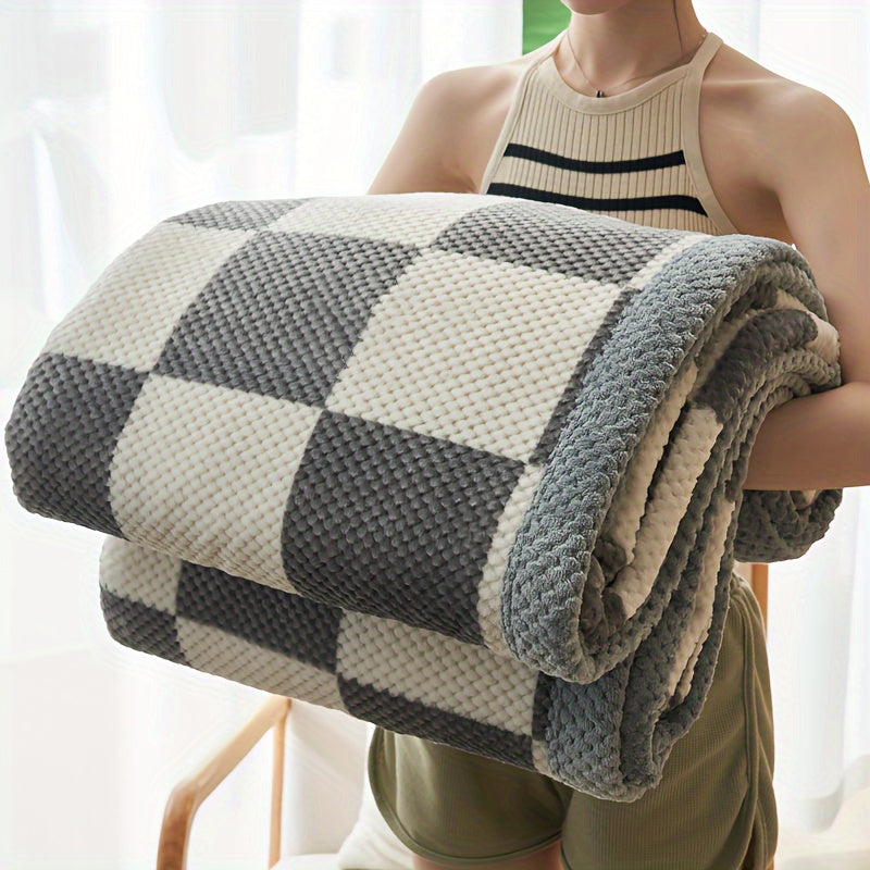 Fleecedecke mit Karomuster – Weiche Winterdecke für Sofa und Bett in verschiedenen Größen und Farben für Wärme | Sansoti