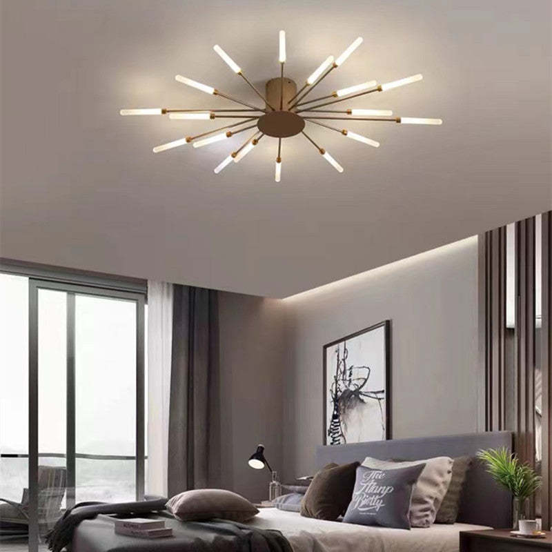 LED Flush-Mount Ceiling Light Firework Starburst Design Metal Acrylic Living Room Bedroom Black Gold Modern | Sansoti