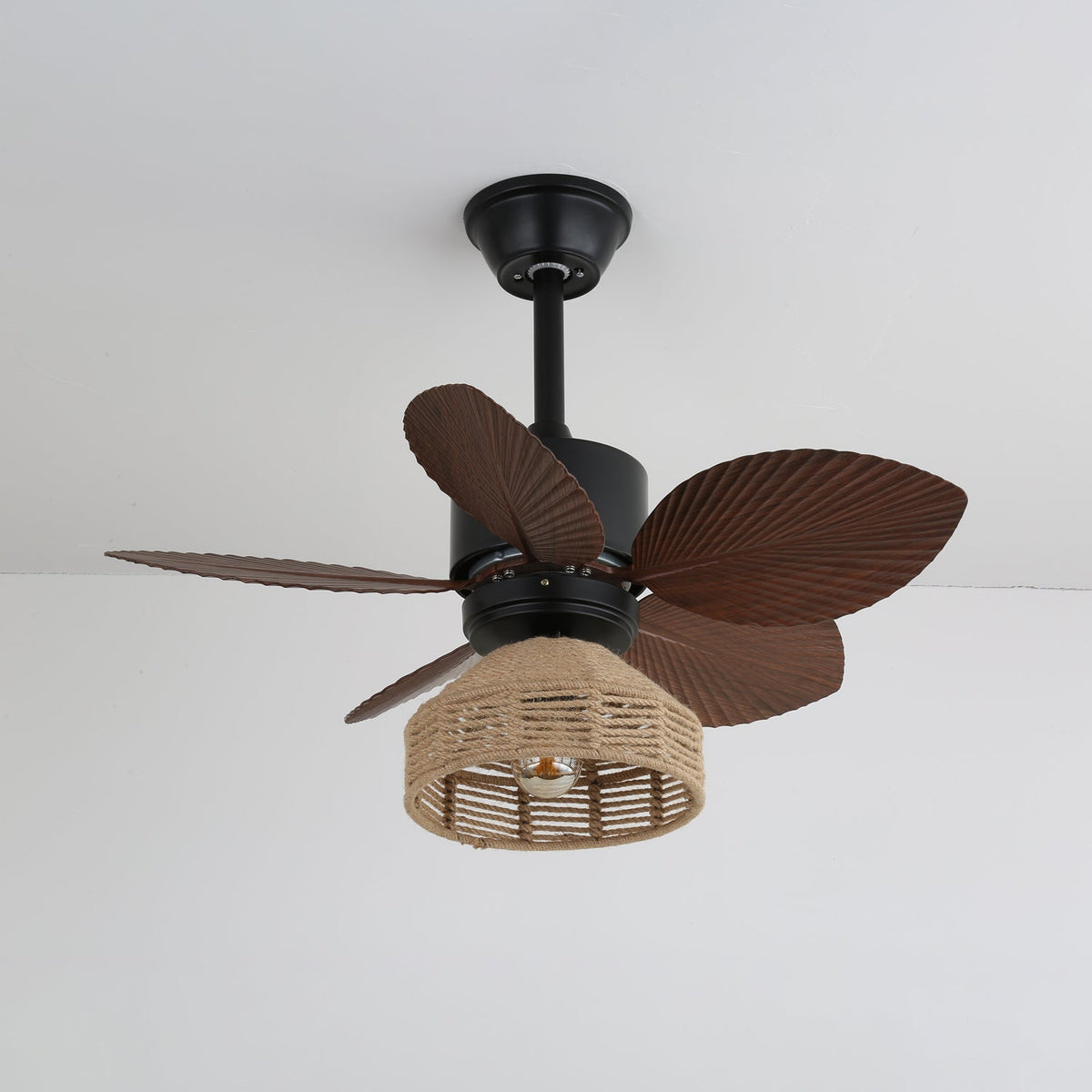 Tropischer Deckenventilator mit Beleuchtung – Rattan-Finish Ø76 cm – Verstellbare Geschwindigkeiten | Sansoti