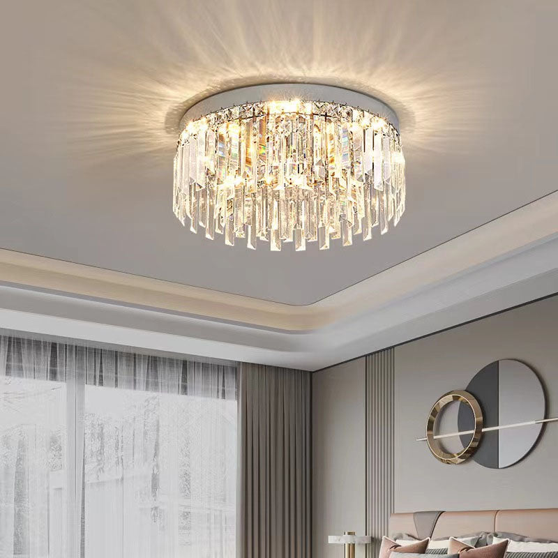 Crystal Ceiling Lamp Round Modern Flush Mount Chrome E12 Dimmable Living Room Bedroom