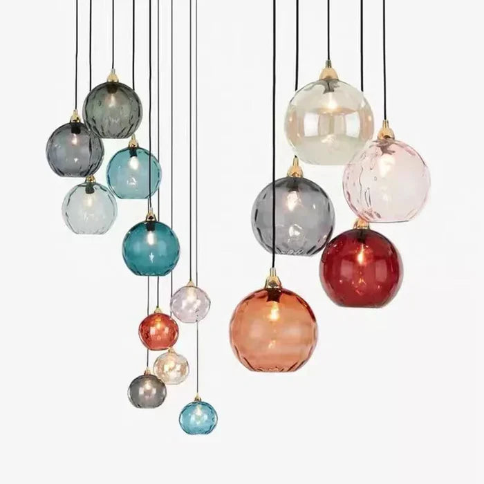 Glas-Kugelhängeleuchte E27 mit warmem Licht für Wohnzimmer Esszimmer Schlafzimmer stimmungsvolle Beleuchtung Design | Sansoti