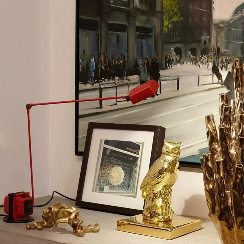 Verstelbare LED Bureaulamp met Gelede Arm Zwart Wit Rood Geel Nikkel Dimbaar Tafelverlichting Werklamp | Sansoti