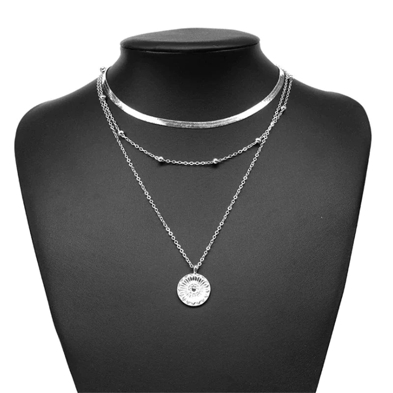 Three-Layer Silver Necklace 925 Sterling for Daily & Festive Wear | Sansoti