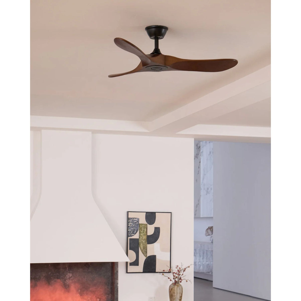 Deckenventilator Holz Walnuss ∅106/132cm 6 Geschwindigkeiten Leiser Motor Verstellbare Aufhängehöhe Wohnzimmer | Sansoti