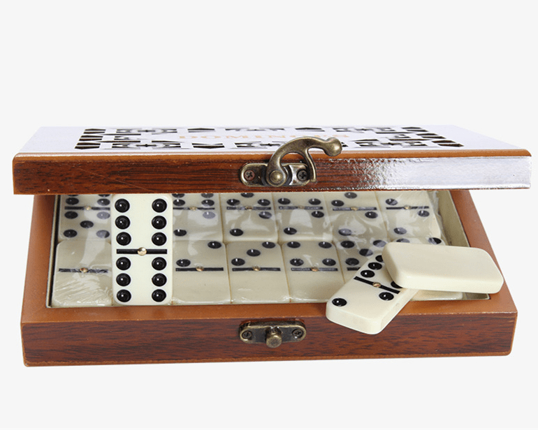 Wooden Domino Game Double Six Set 28 Tiles Family Game Storage Box Board Game Classic | Sansoti