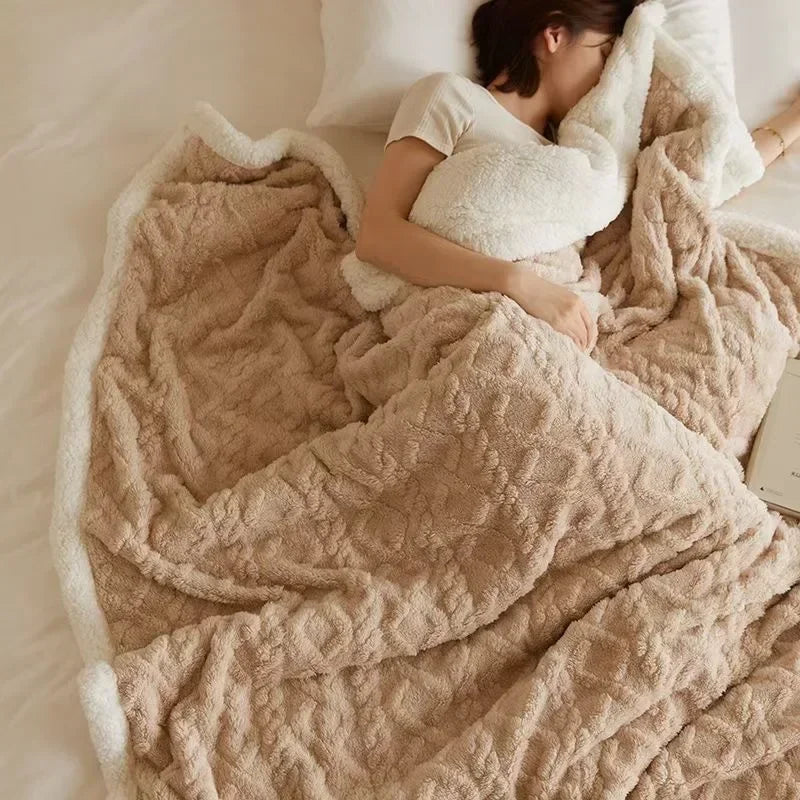 Thick Winter Blanket, Lambswool, Double-Sided Fleece, Warm and Soft Throw, Bedroom, Bed, 200x230, Thermal Comfort | Sansoti