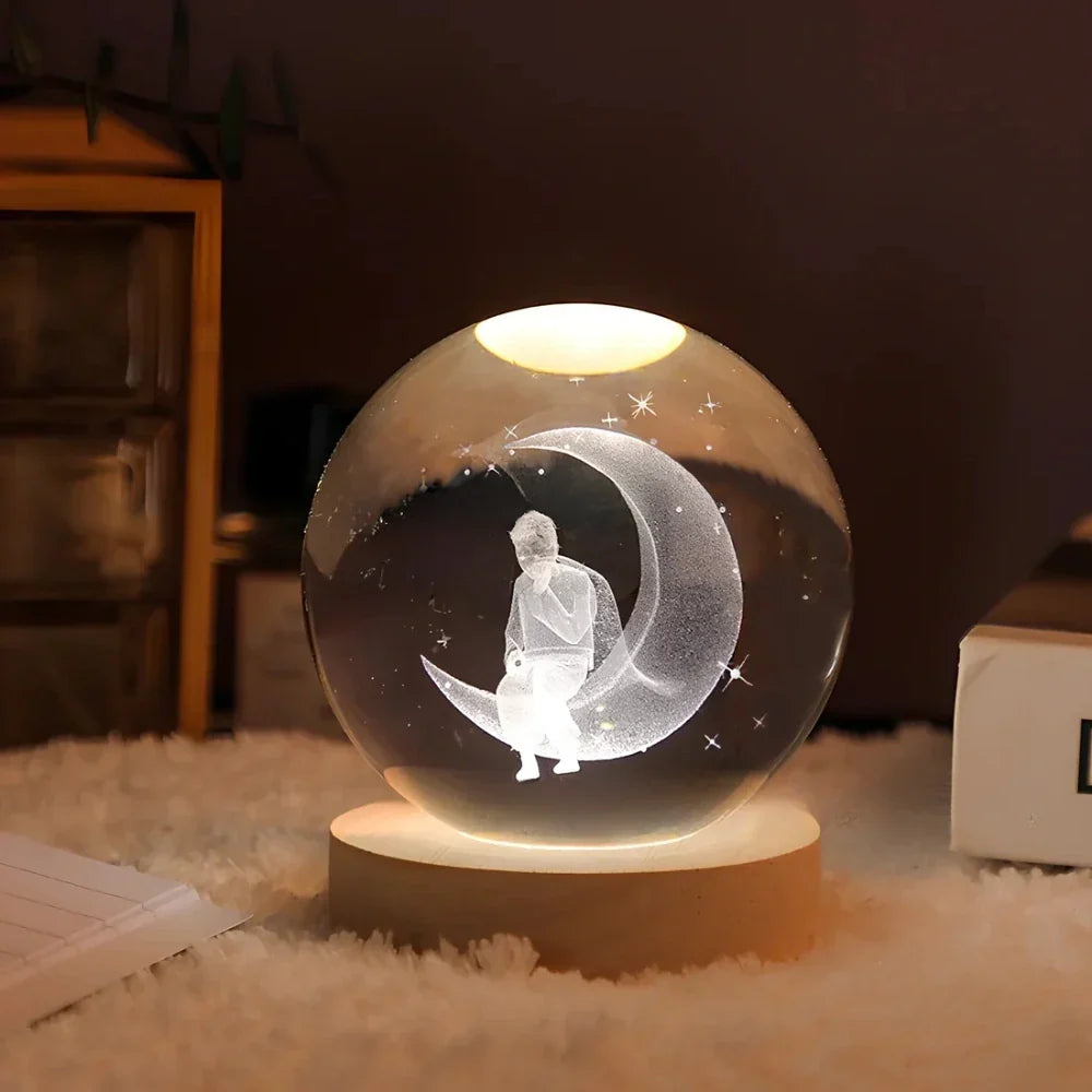 Kristallen Bol Lamp met Gekleurde LED Verlichting | Decoratieve Sfeerverlichting voor Woonkamer en Slaapkamer | Sansoti